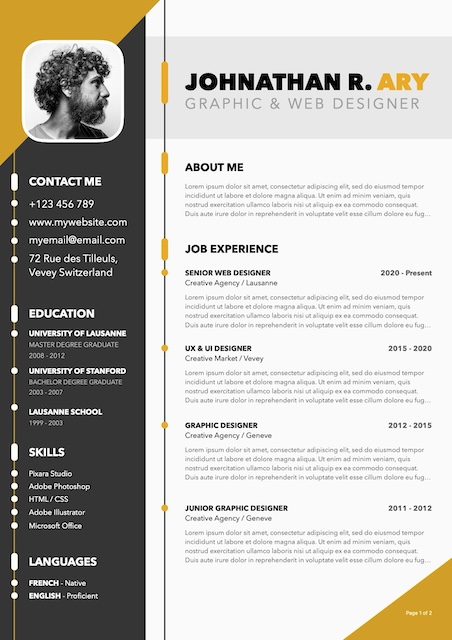 Yellow Resume CV — Curriculum Vitae template