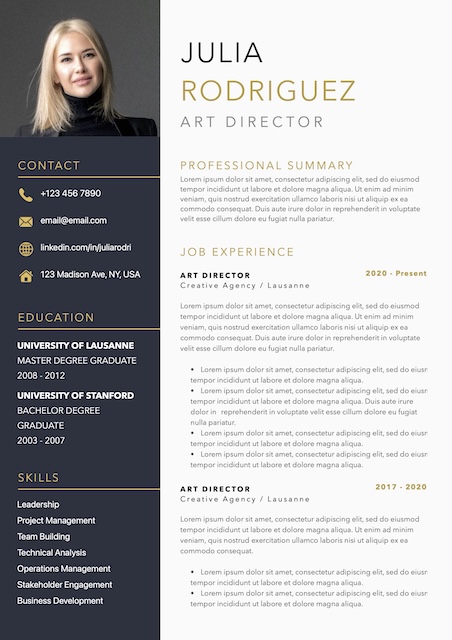 Gold Style Resume CV — Curriculum Vitae template