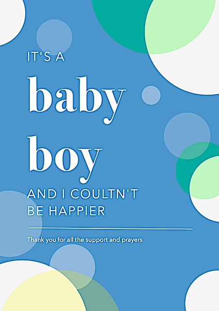Baby Boy Birthday Announcement Poster Flyer — Poster template