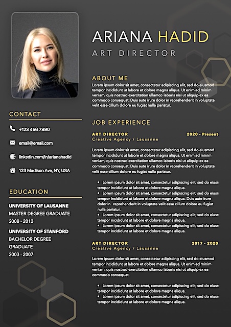 Black Gradient Resume CV — Curriculum Vitae template